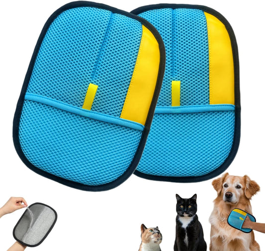 2-Pack Pet Hair Removal Gloves for Cats & Dogs, Reusable Electrostatic Pet Hair Remover Gloves for Furniture, Couch, Clothing & Car Seats