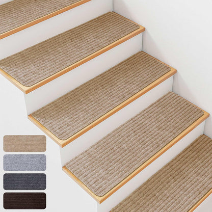 Extra Wide Non Slip Stair Treads for Wooden Steps – 15 Pack 9" x36'' Extra Wide Carpet Runners with Reusable Adhesive, Step Pads for Dogs, Kids, Seniors, Machine Washable – Geige