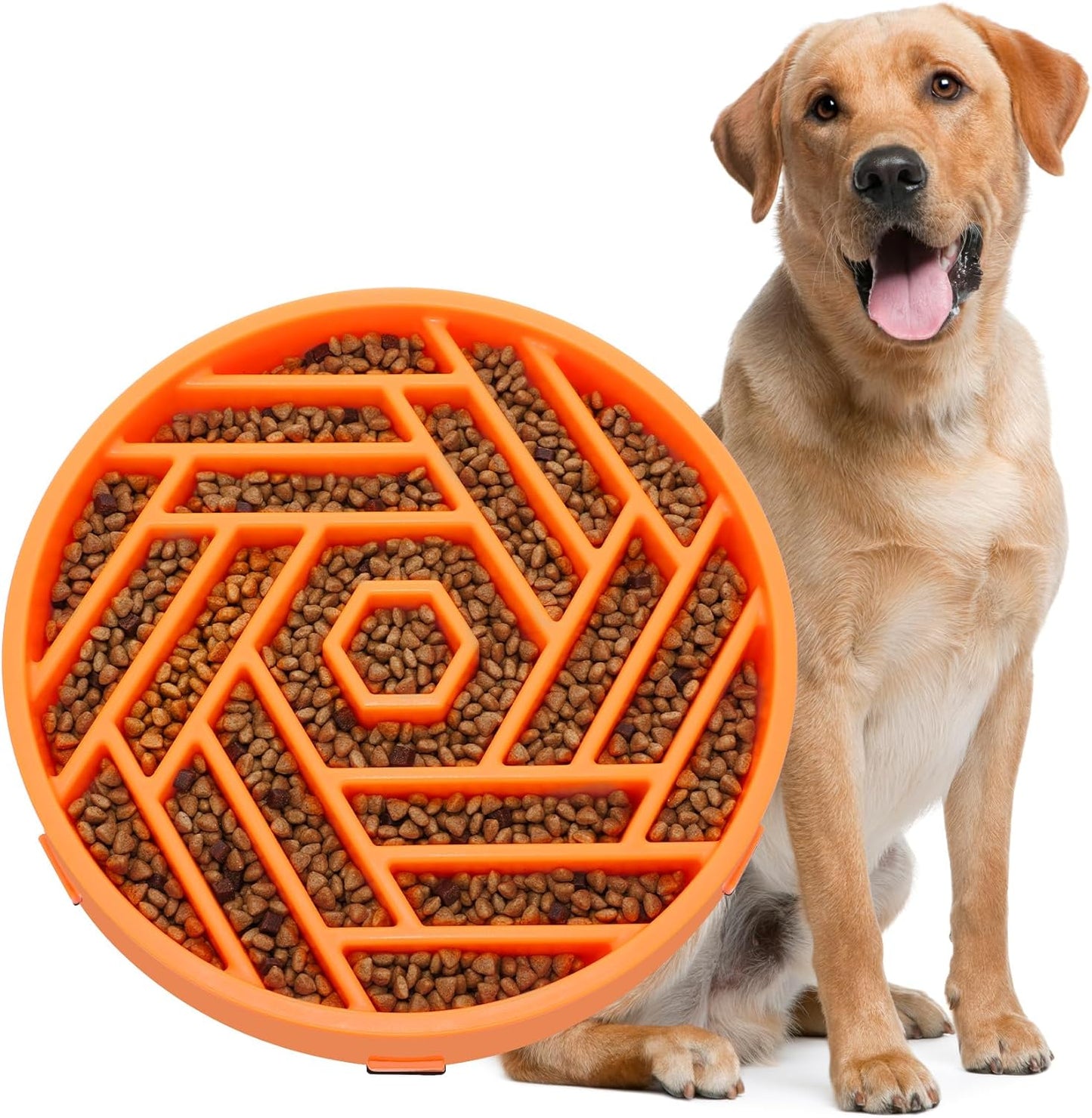 WHIPPY Slow Feeder Dog Bowl, Puzzle Maze Design to Slow Down Eating, 3-Cup Capacity, Anti-Gulping Food Bowl for Medium & Large Dogs,Black