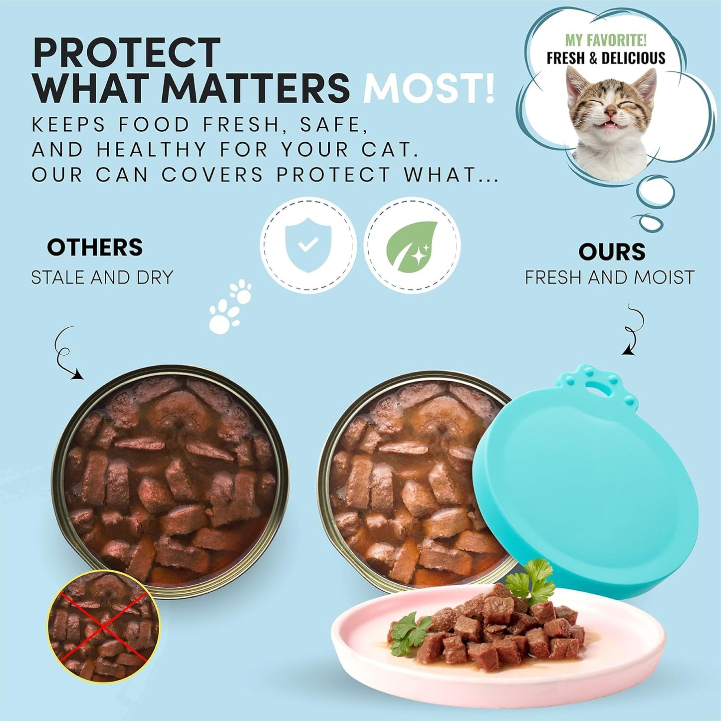 4 Pack Universal Pet Food Can Covers Lids - One fit 3 Standard Size Cans for Cats and Dogs Food Cans - Easy to Clean - Safe Silicone - Pastel Meadow