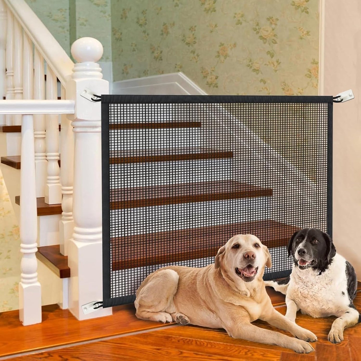 Cupount Dog Screen Mesh Gate for Stairs Pet Gates for The House: for Doorways Stairways Indoor 29 inches Tall, 38 inch Wide, Fits 32-35 inch Openings