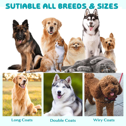 Undercoat Rake for Dogs Cats - 2-in-1 Deshedding Brush for Long Haired Pet, Dog Nail Clippers with Double Sided Dematting Shedding Comb, Matted Fur Removal Grooming Tool for Knots Mats Tangles
