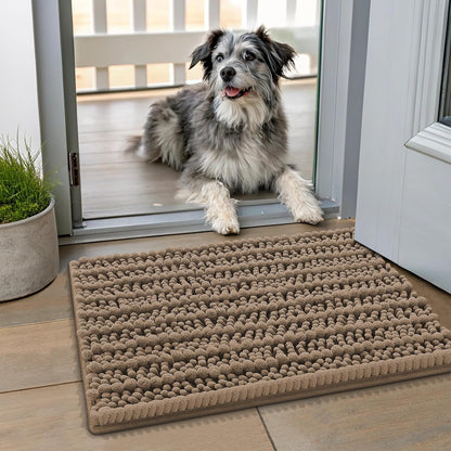 Smiry Dog Door Mat for Muddy Paws 30x20, Extra Soft Absorbent Chenille Doormat, Trap Moisture and Dirt, Non-Slip Machine Washable Front Door Mat for Indoor Entrance Inside Floor, Grey
