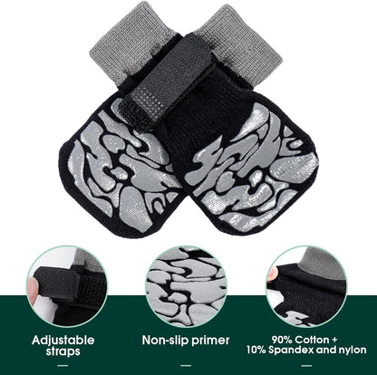 Kuoser Non-Slip Dog Socks, 2 Pairs Socks to Prevent Licking Paws, Paw Protectors for Hot Pavement, Hardwood Floors, Traction Control for Small, Medium, Large Dogs