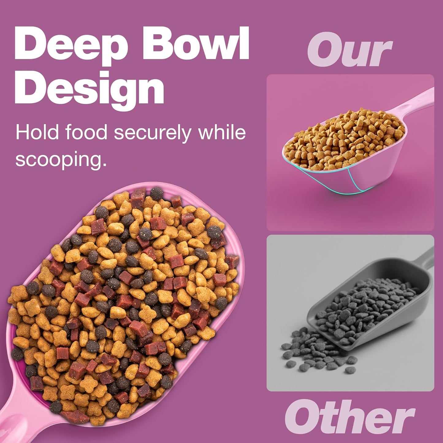 Pet Cat Dog Food Scoop, Dog Cup Capacity Cat Food Scooper With Sealing Clip, Puppy and Cat Coffee Bean, Flour Scoop Grey