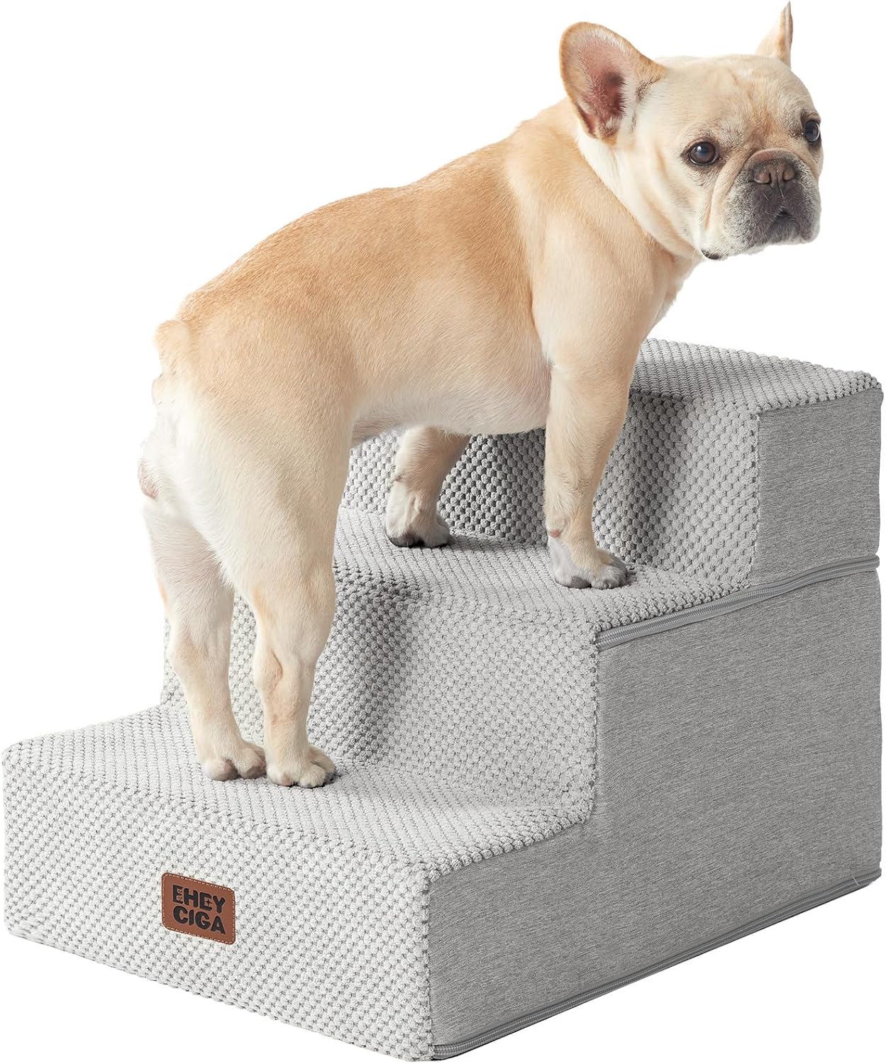 EHEYCIGA Dog Stairs for High Bed 22.5" H, 5-Step Dog Steps for Bed, Pet Steps for Small Dogs and Cats, Non-Slip Balanced Pet Ramp Indoor, Grey