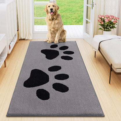 Smiry Dog Door Mat for Muddy Paws, Absorbs Moisture and Dirt, Low-Profile Entryway Mat with Non-Slip Backing, Entry Indoor Outdoor Doormat for Inside Floor (30x20 Inches, Grey, Striped)