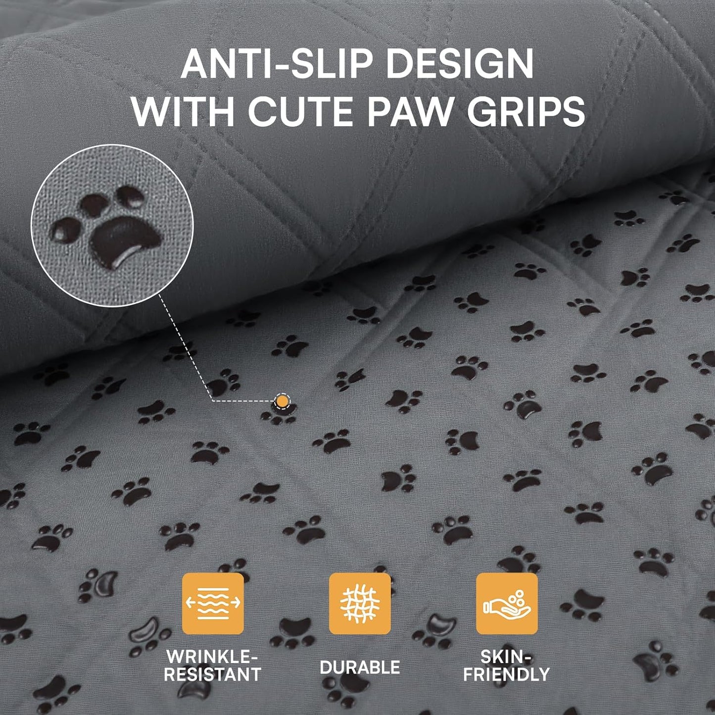 Luciphia 100% Waterproof Couch Cover Blanket for Dogs Anti-Slip Pet Couch Protector Sofa Mat Puppy Cat with Non-Slip Bottom, Grey, 30x70 Inch