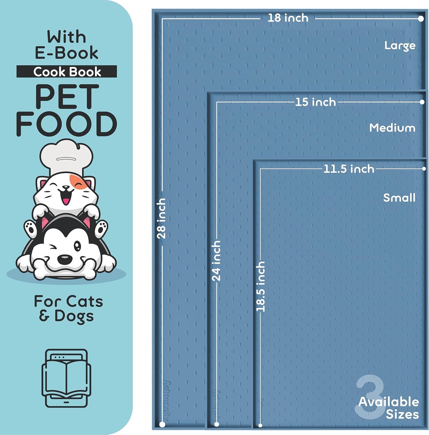 Dog Food Mat - Raised Edges Dogs Mat for Food and Water Prevent Spill, Waterproof Cat Food Mats Protect Floors, Easy Clean Dog Bowl Mats for Food and Water, Silicone Pet Feeding Placemats