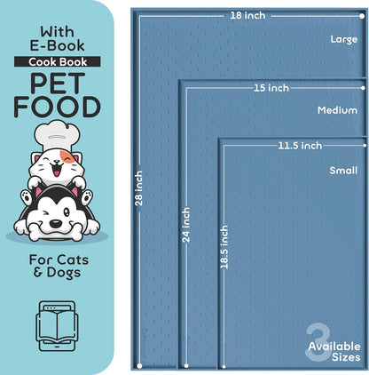 Dog Food Mat - Raised Edges Dogs Mat for Food and Water Prevent Spill, Waterproof Cat Food Mats Protect Floors, Easy Clean Dog Bowl Mats for Food and Water, Silicone Pet Feeding Placemats