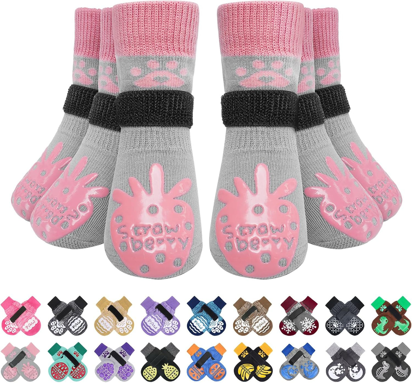 BEAUTYZOO Anti-Slip Dog Socks,Dog Shoes for Hot/Cold Pavement,Paw Protectors with Grips 3 Pairs for Puppy Small Medium Large Senior Old Dogs,Dog Socks to Prevent Licking and Hardwood Floor Protection