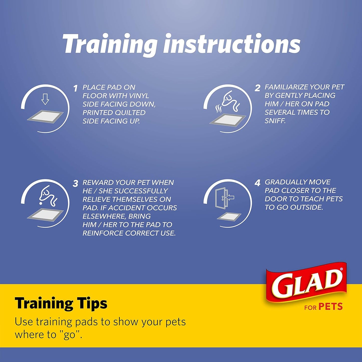Glad for Pets Washable Dog Pee Pads, Medium, 24 x 36 Inch, 2 Count, Gray with Paw Prints, 3-Layer Leak Protection, No-Slip Vinyl Bottom, Reusable Puppy Training Pads