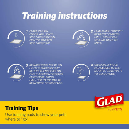 Glad for Pets Washable Dog Pee Pads, Medium, 24 x 36 Inch, 2 Count, Gray with Paw Prints, 3-Layer Leak Protection, No-Slip Vinyl Bottom, Reusable Puppy Training Pads