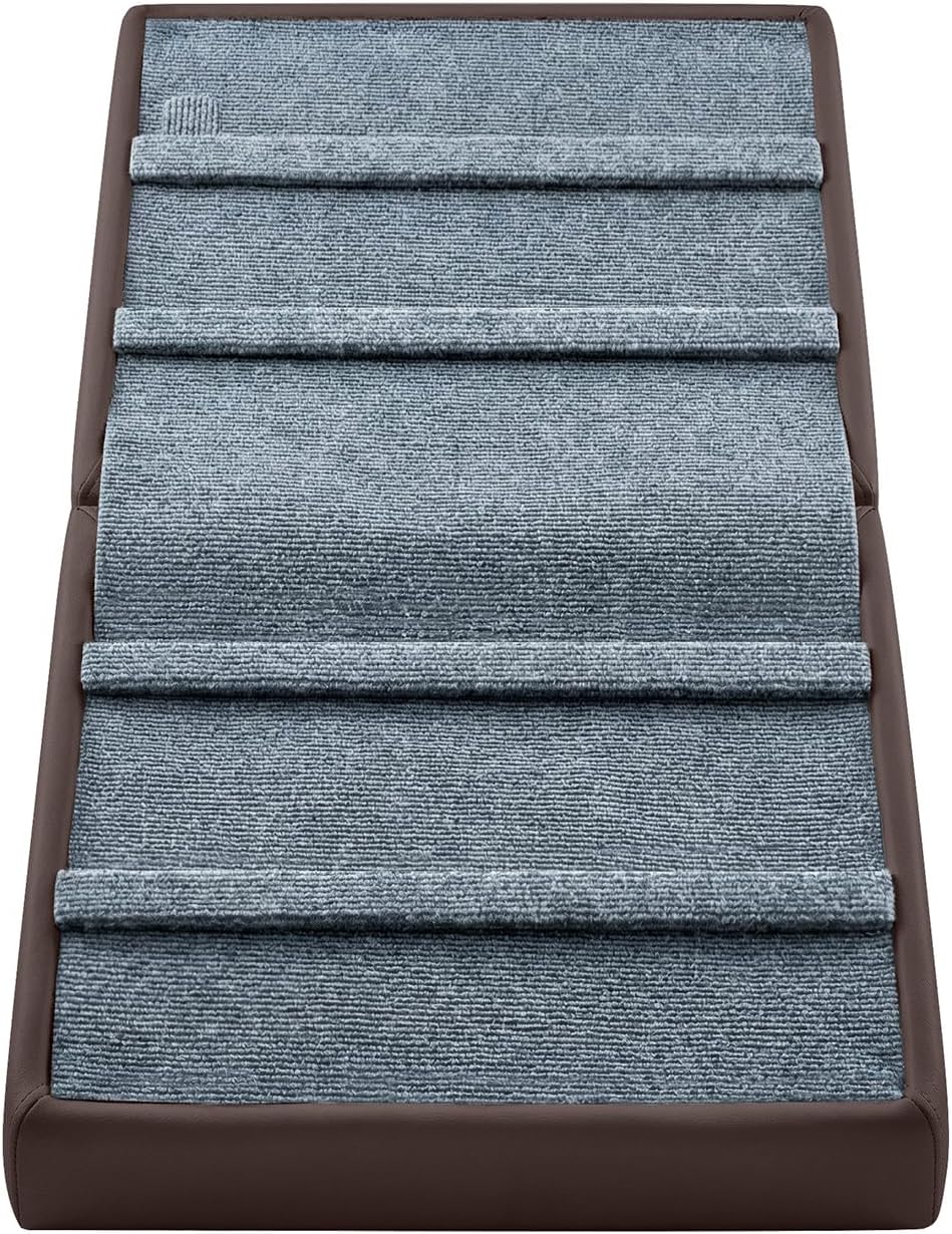 Dog Ramp for Small Dogs, 15.7" H 3-in-1 18.5" Extra Wide Foldable Ottoman & Hidden Storage Design Dog Stairs for Couch Sofa, Non-Slip Pet Steps for Puppy Senior Injured Dogs (White)