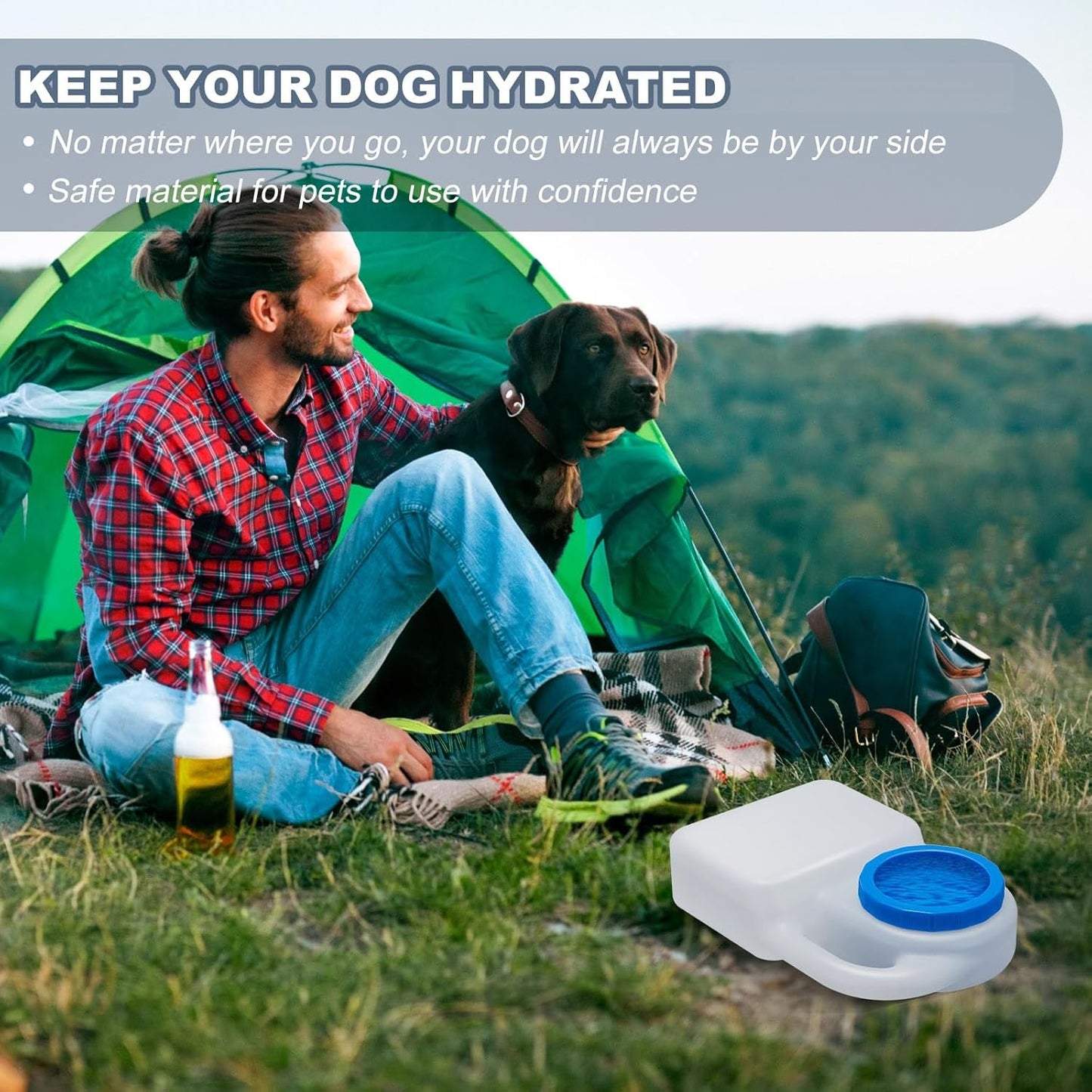 Ziliny 1 Pcs 3 Quart No Spill Portable Dog Travel Water Bowl Pet Water Bowl for Pet Dispenser for Small Large Dogs Cats Camping Hiking Trips Car RV Boat Road Mess-Free Design