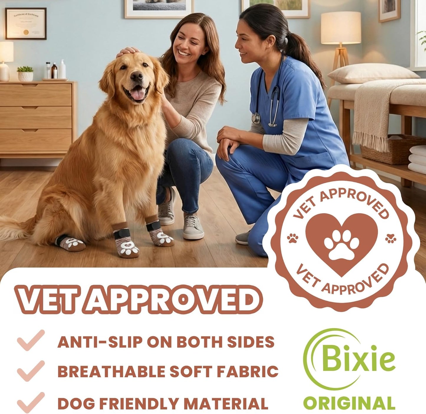 Anti Slip Dog Socks - 6 Pack | Dog Socks to Prevent Paw Licking, Add Traction, Keep Warm & Protect from Hot Pavement | Paw Protection for Senior Dogs for Hardwood Floors | Dog Booties - XL