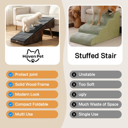 Dog Stairs for High Bed, 2-in-1 Ottoman Dog Stairs, 21 Inch Working Height, 6 Steps and Non-Slip Design for Large Dogs, Wooden Pet Furniture