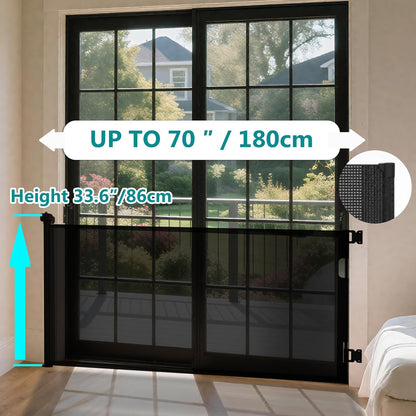 236 Inch Extra Wide Retractable Baby Gate,Mesh Baby Gate or Mesh Dog Gate,34" Tall,Child Safety Gate for Doorways, Stairs, Hallways, Indoor or Outdoor