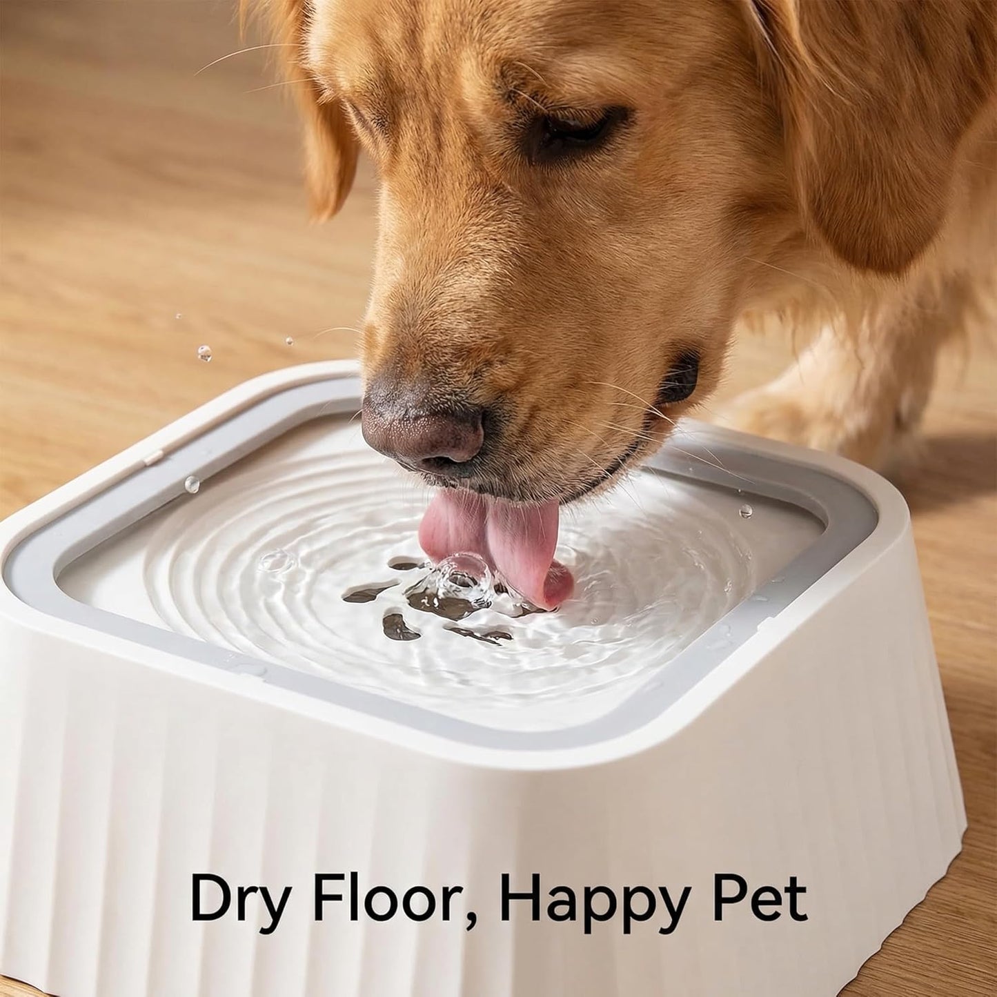 No Spill Dog Water Bowl, 45oz Slow Water Feeder with Floating Disk & Safety Foam, Anti-Splash Pet Water Dispenser, Mess-Free Elevated Design, Durable PP Material for Home, Car & Travel