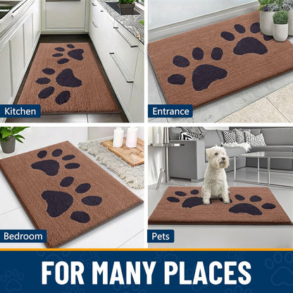 Smiry Dog Door Mat for Muddy Paws, Absorbs Moisture and Dirt, Low-Profile Entryway Mat with Non-Slip Backing, Entry Indoor Outdoor Doormat for Inside Floor (30x20 Inches, Grey, Striped)