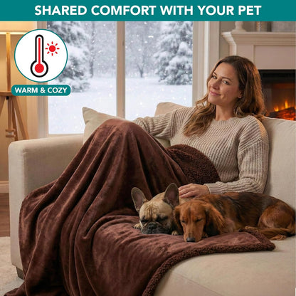 PetAmi Waterproof Dog Blanket for Couch, Large 60x40, Pee Proof Sherpa Fleece Reversible Pet Throw, Furniture Protector for Bed Sofa Kennel, Soft Washable Cover for Medium Dogs Cats, Grey Sherpa