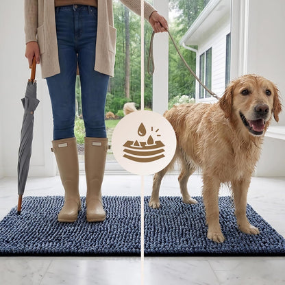 EHEYCIGA Super Absorbent Dog Door Mat for Muddy Paws 30x20 Inch Indoor, Front Doormat Outside Entrance, Quick Dry Chenille Washable Dog Crate Bed, Non-Slip Pet Rug Mud Mat Outdoor Entryway, Grey