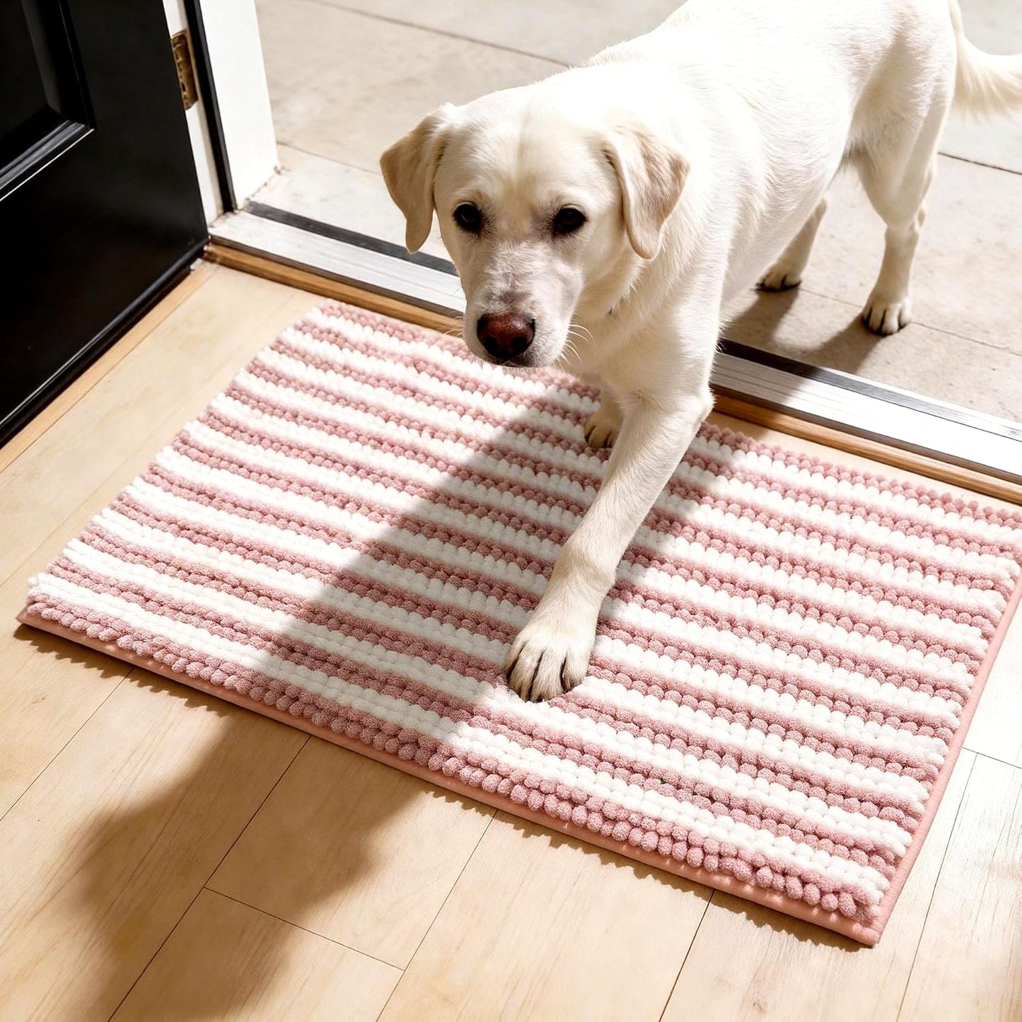 Dog Door Mat for Muddy Paws - Absorbent Quick-Dry Non-Slip Washable Chenille Pet Rug, Indoor Entryway Mat for Front Door & Crate (Brown, 24" L*16" W)