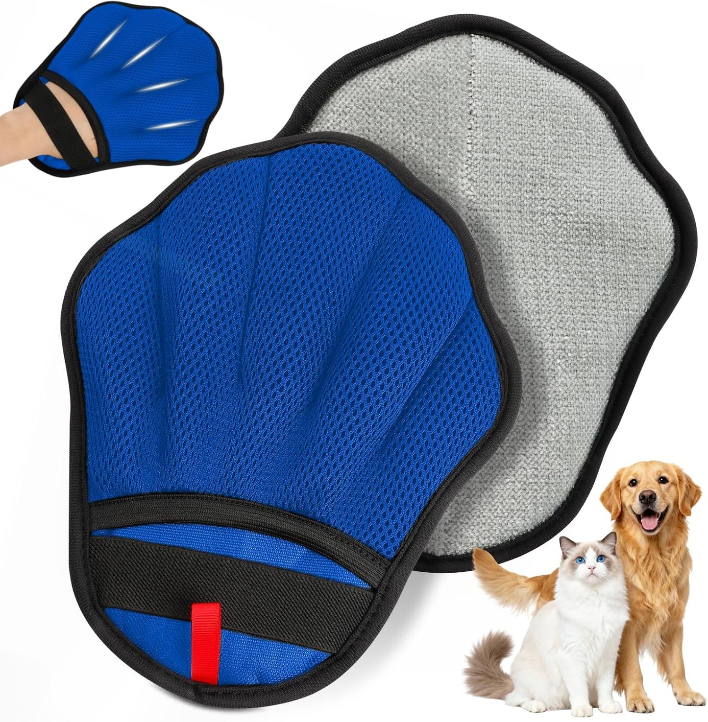 Pet Hair Removal Glove, Electrostatic Pet Hair Remover Glove for Cats & Dogs, Pet Hair Remover Tool for Laundry, Couch, Carpet, Car Seat - Upgraded Five-Finger, Reusable, Black+Black