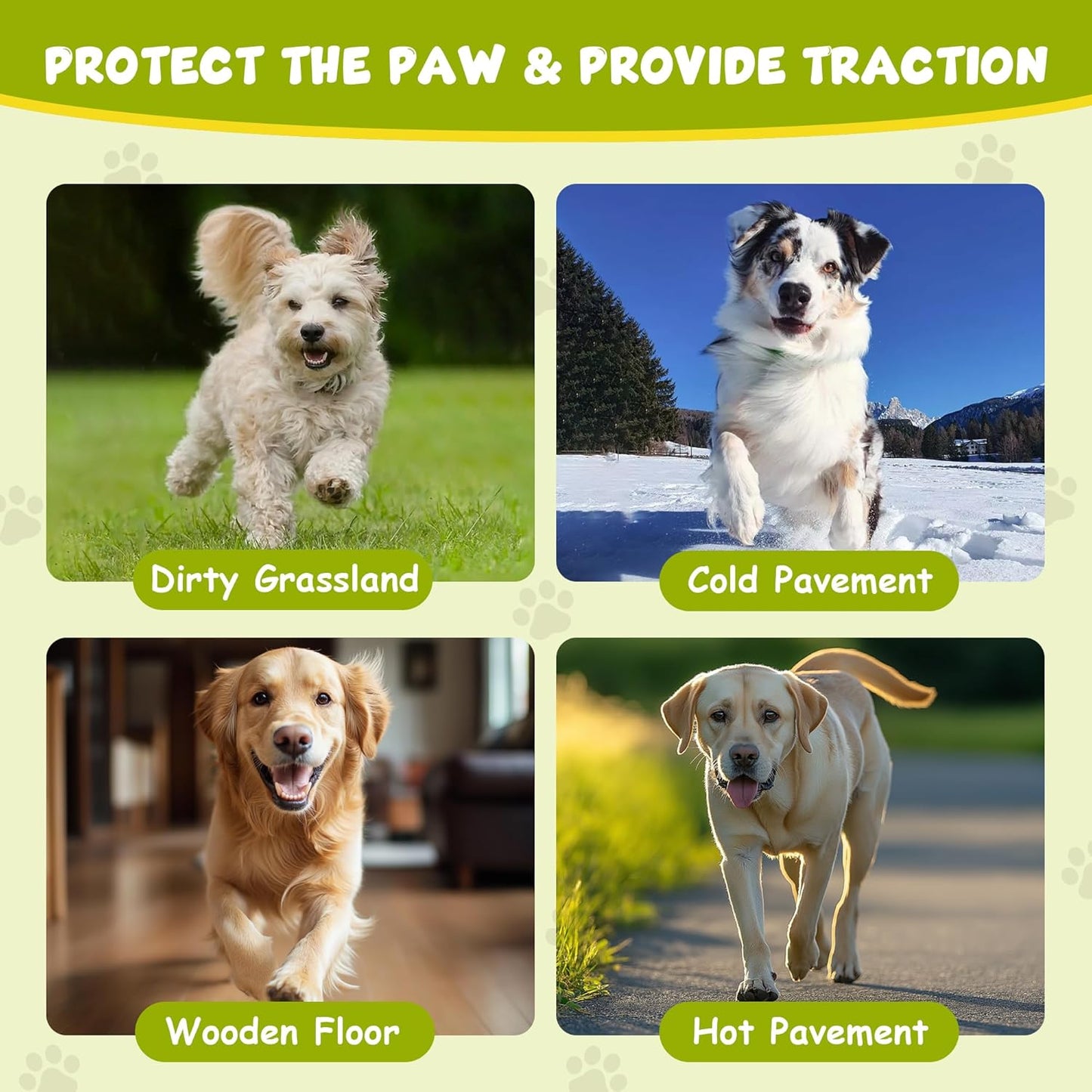 Dapaw Dog Paw Protector Pads, Anti-Slip Paw Grip for Senior & Injured Dogs on Hardwood & Tile Floors, Paw Stickers for Hot Pavement with Strong Traction (5 Sets, 20 Pcs) L