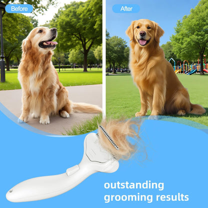 Undercoat Rake for Dogs & Cats, Dematting Deshedding Brush with Release Button, Professional Grooming Comb for Long-Haired Pets, Shedding Tool Removes Matted Fur & Loose Hair
