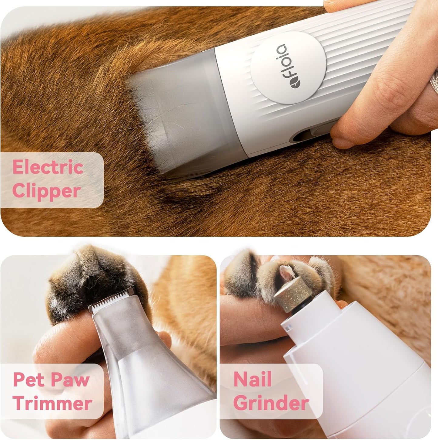 Afloia 6-in-1 Dog Grooming Kit, Pet Grooming Vacuum for Shedding, Dog Hair Vacuum with Clipper Nail Trimmer Grinder, Pet Brush Groomer at Home, Low Noise Cats Hair Remover, 1.5L Dust Cup, White