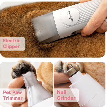 Afloia 6-in-1 Dog Grooming Kit, Pet Grooming Vacuum for Shedding, Dog Hair Vacuum with Clipper Nail Trimmer Grinder, Pet Brush Groomer at Home, Low Noise Cats Hair Remover, 1.5L Dust Cup, White