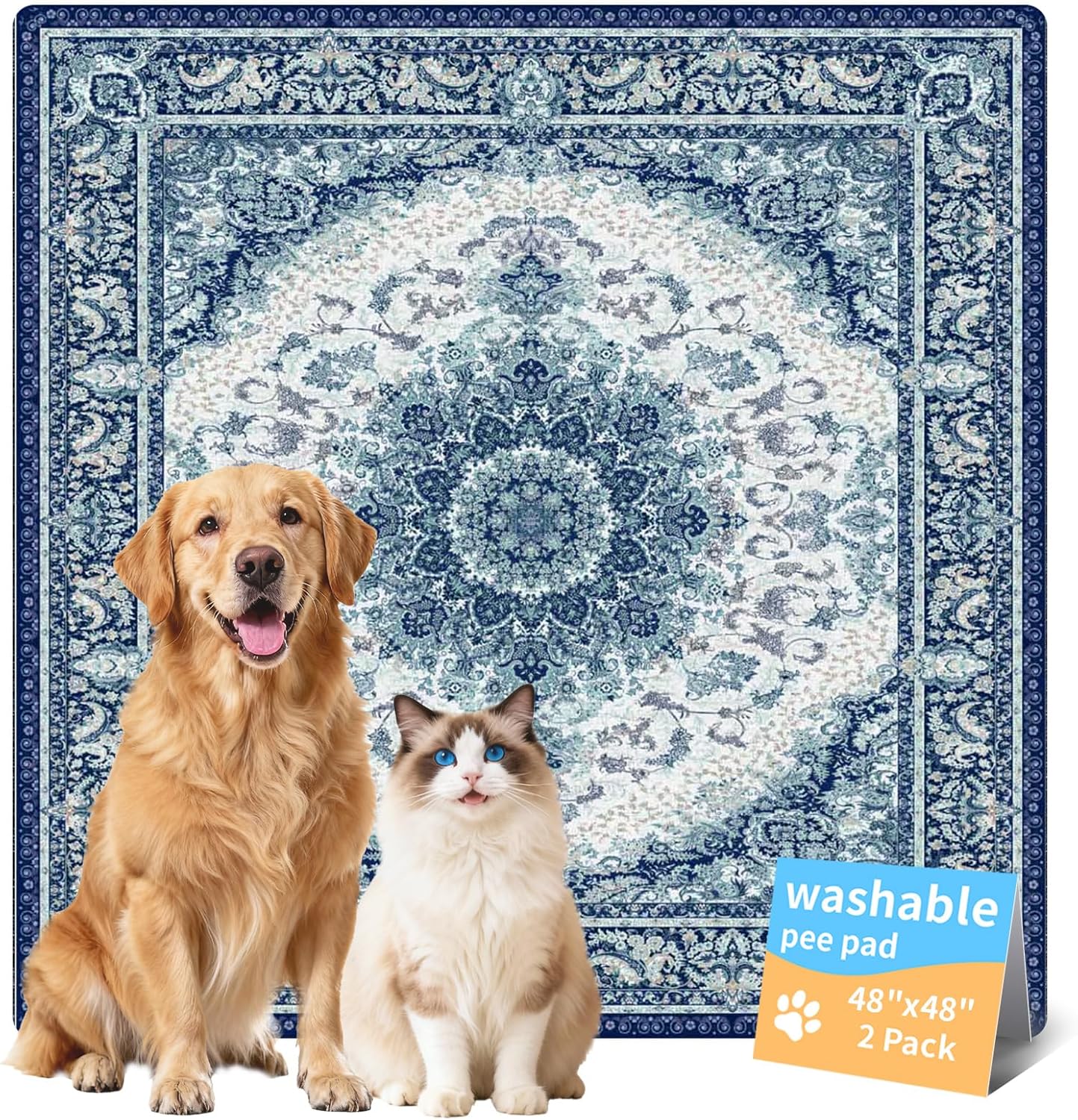 Washable Pee Pads for Dogs, Reusable Puppy Potty Training Pads, Ultra-Absorbent Thick Waterproof Leak-Proof Non-Slip Pads & Mat for Crate, Playpen, Floor, Whelping & Housebreaking , 2 Pack 18"x24"