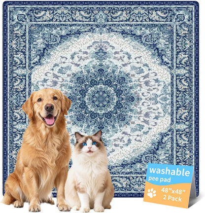 Washable Pee Pads for Dogs, Reusable Puppy Potty Training Pads, Ultra-Absorbent Thick Waterproof Leak-Proof Non-Slip Pads & Mat for Crate, Playpen, Floor, Whelping & Housebreaking , 2 Pack 18"x24"