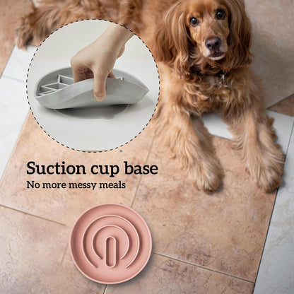 OHMO Slow Feeder Dog& Cat Bowl, Silicone Puppy Cat Food Bowl with Anti-Slip Suction Cup Slow Down Small Dogs Eating, Anti Choking (S-Tree of Life,Sage Green)