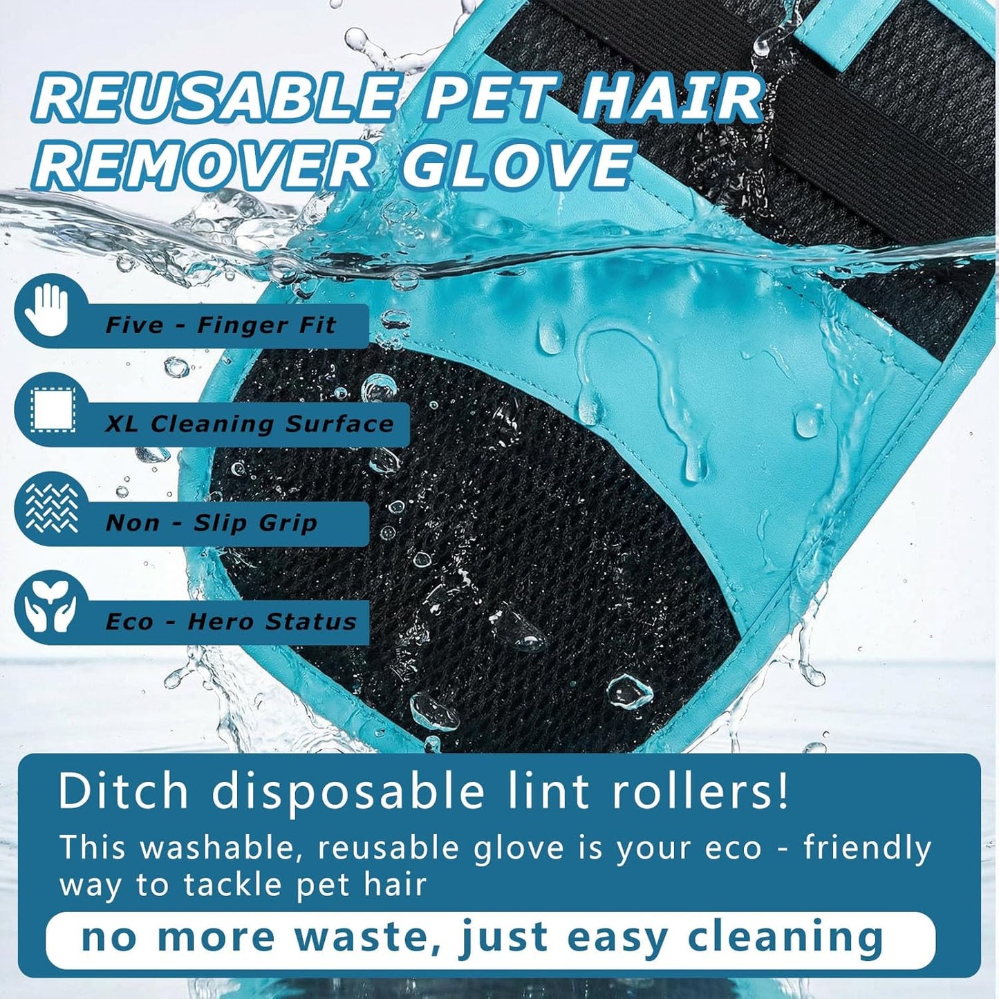 2-Pack Pet Hair Remover Gloves, Electrostatic Cat and Dog Hair Removal Gloves for Furniture, Car Interiors, Bedding, Reusable Cleaning and Grooming Mitts