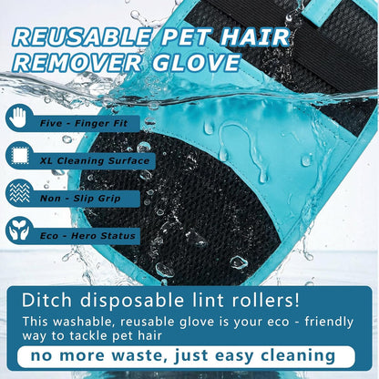 2-Pack Pet Hair Remover Gloves, Electrostatic Cat and Dog Hair Removal Gloves for Furniture, Car Interiors, Bedding, Reusable Cleaning and Grooming Mitts