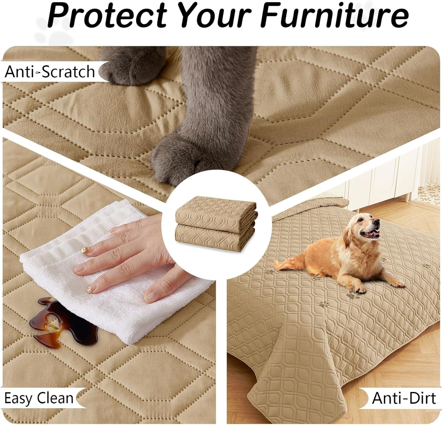 hyha Waterproof Dog Bed Blanket, Soft Pet Blankets, Waterproof Couch Cover for Dogs, Reversible Sofa Covers Washable for Furniture (30x70 Inch, Grey/Dark Grey)