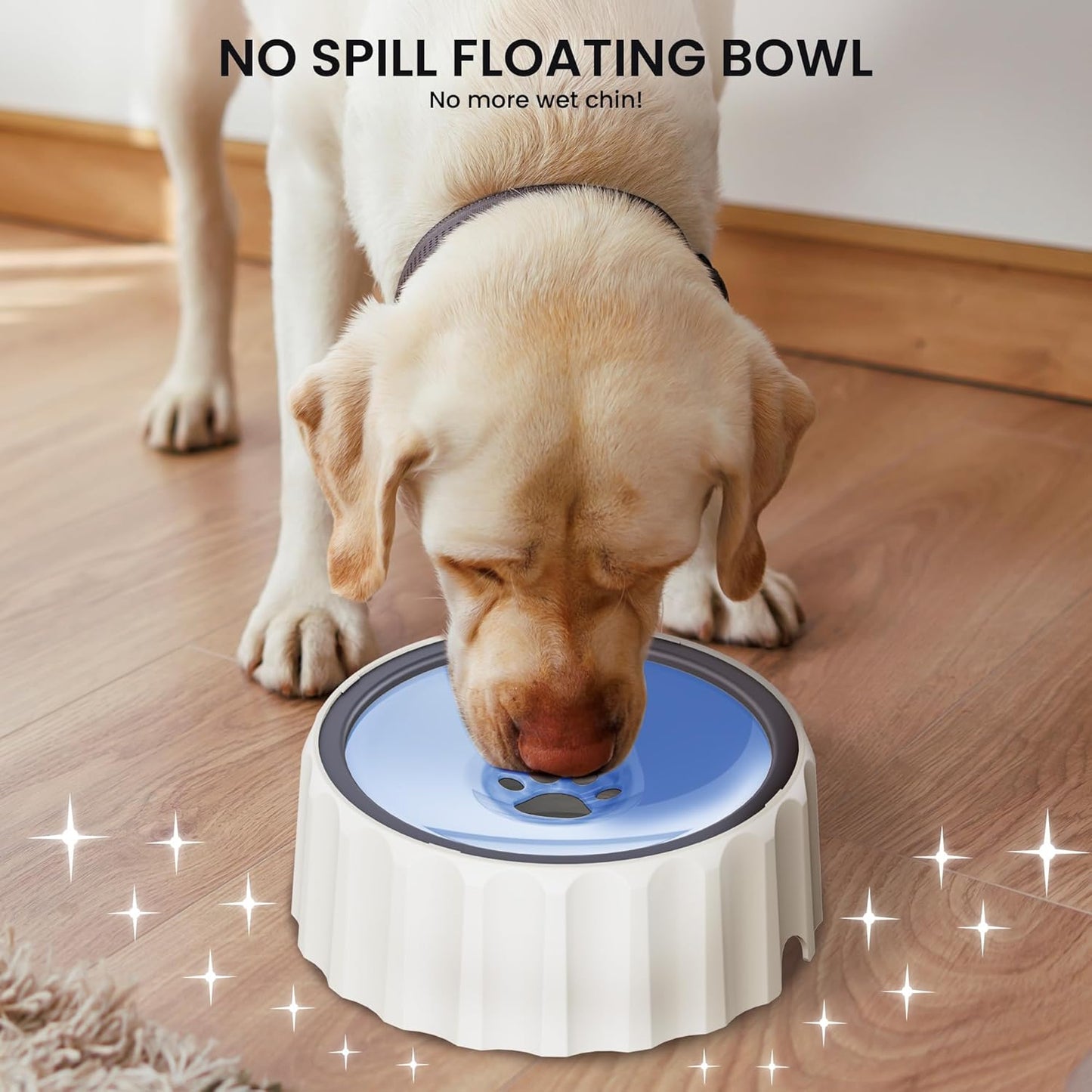 Dog Water Bowl No Spill 70oz/2L Large Capacity Dispenser Non Slip No Splash Bowl Pet Slow Feeder No Drip Dog Water Bowl on Vehicle Slow Water Bowl for Dogs and Cats