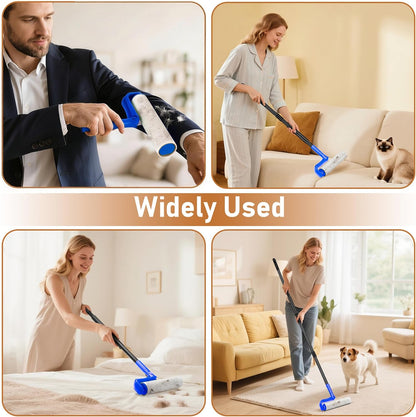10" Large Lint Roller for Pet Hair Extra Sticky, Long Handle Floor Sticky Rollers with Big Lint Roller Refills for Cleaning Carpets, Cars, Furniture,Clothing, and Pet Hair,Green