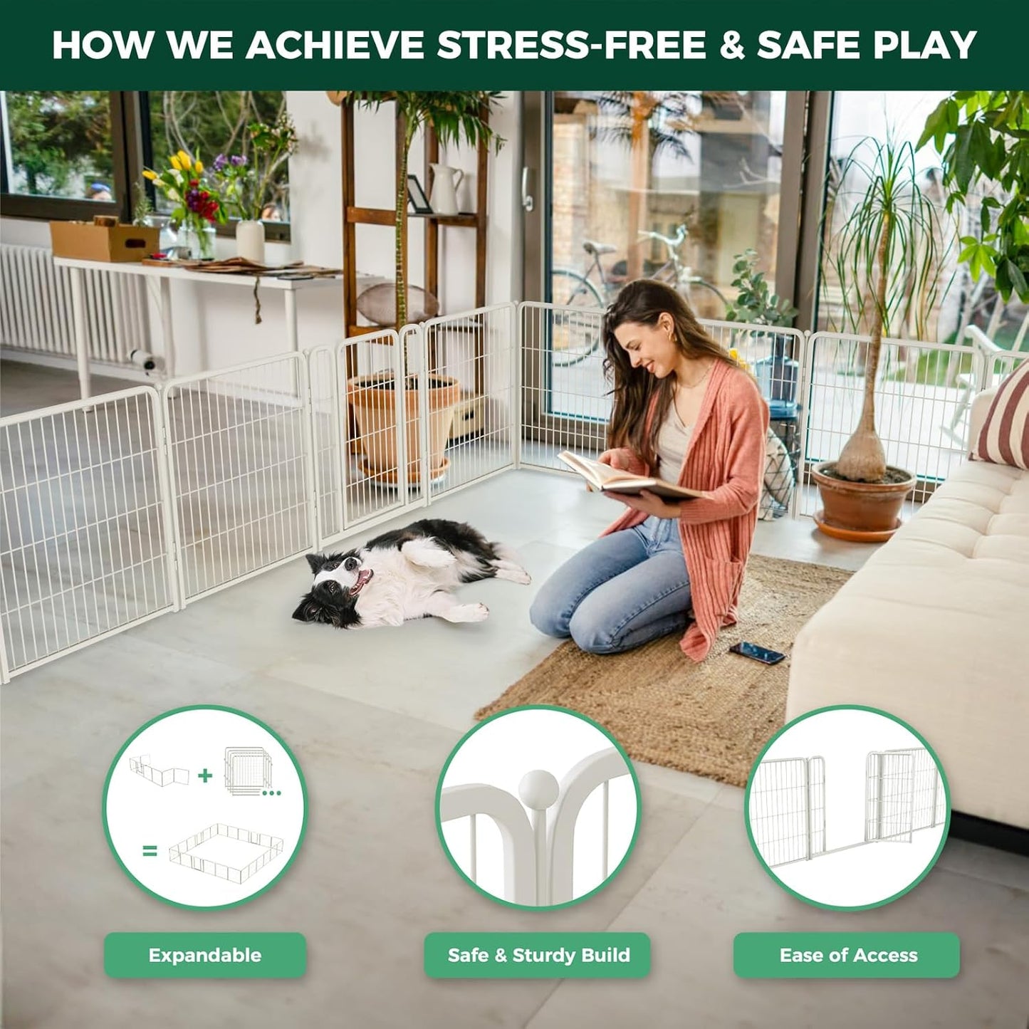 FXW Homeplus Unleashed Indoor Dog Playpen - Stress-Free and Safe Play, Heavy Duty 24 Inch 6 Panels Dog Pen for Puppy and Small Dogs, Black│Patented