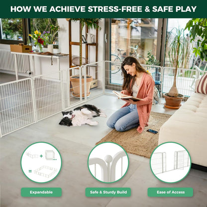 FXW Homeplus Unleashed Indoor Dog Playpen - Stress-Free and Safe Play, Heavy Duty 24 Inch 6 Panels Dog Pen for Puppy and Small Dogs, Black│Patented