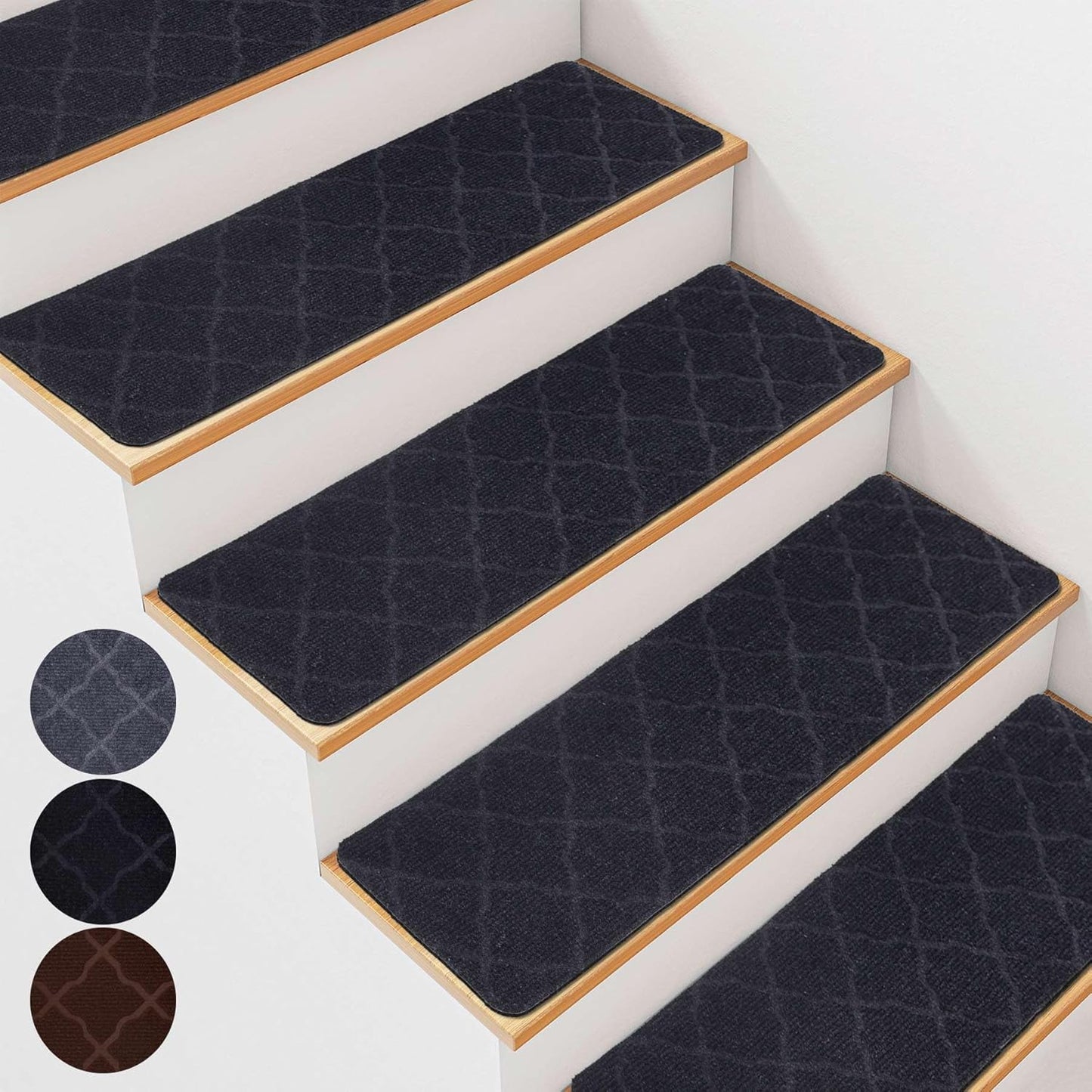Extra Wide Non Slip Stair Treads for Wooden Steps – 15 Pack 9" x36'' Extra Wide Carpet Runners with Reusable Adhesive, Step Pads for Dogs, Kids, Seniors, Machine Washable – Geige