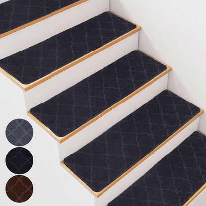 Extra Wide Non Slip Stair Treads for Wooden Steps – 15 Pack 9" x36'' Extra Wide Carpet Runners with Reusable Adhesive, Step Pads for Dogs, Kids, Seniors, Machine Washable – Geige