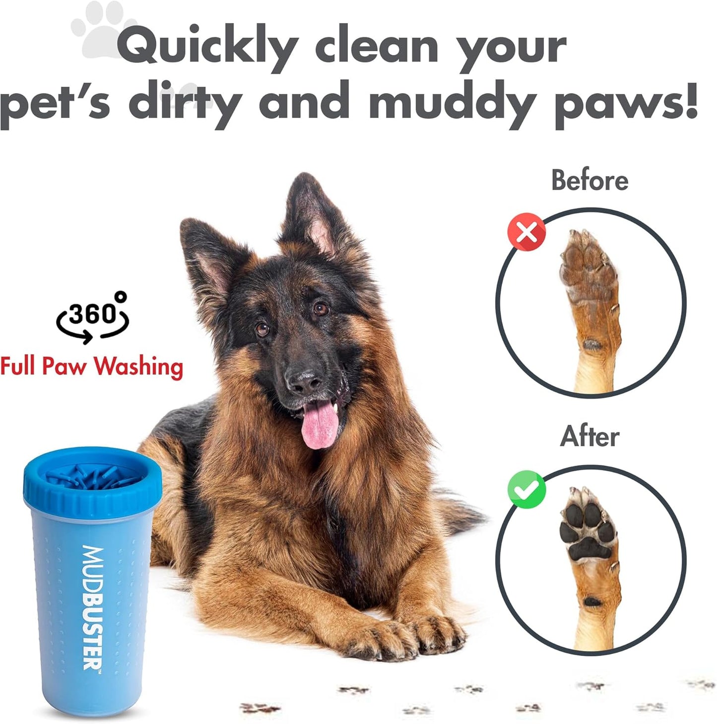 Dexas MudBuster Medium Dog Paw Cleaner in Fuchsia - Fits 1.5"-2.5" Wide Paws, Portable Paw Washer for Muddy Paws, Dog Paw Cleaning Cup with Gentle Silicone Bristles, Quick Clean Pet Paw Washer