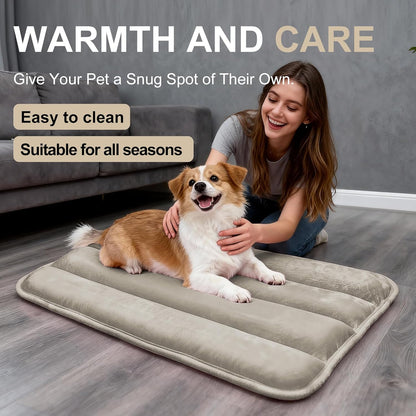 Dog Bed Mat, Reversible Crate Pad & Cute Dog Bed - Machine Washable Kennel Mat with Ultra Soft for Small Dogs (Cool/Warm), 24" x 18", Grey&Star