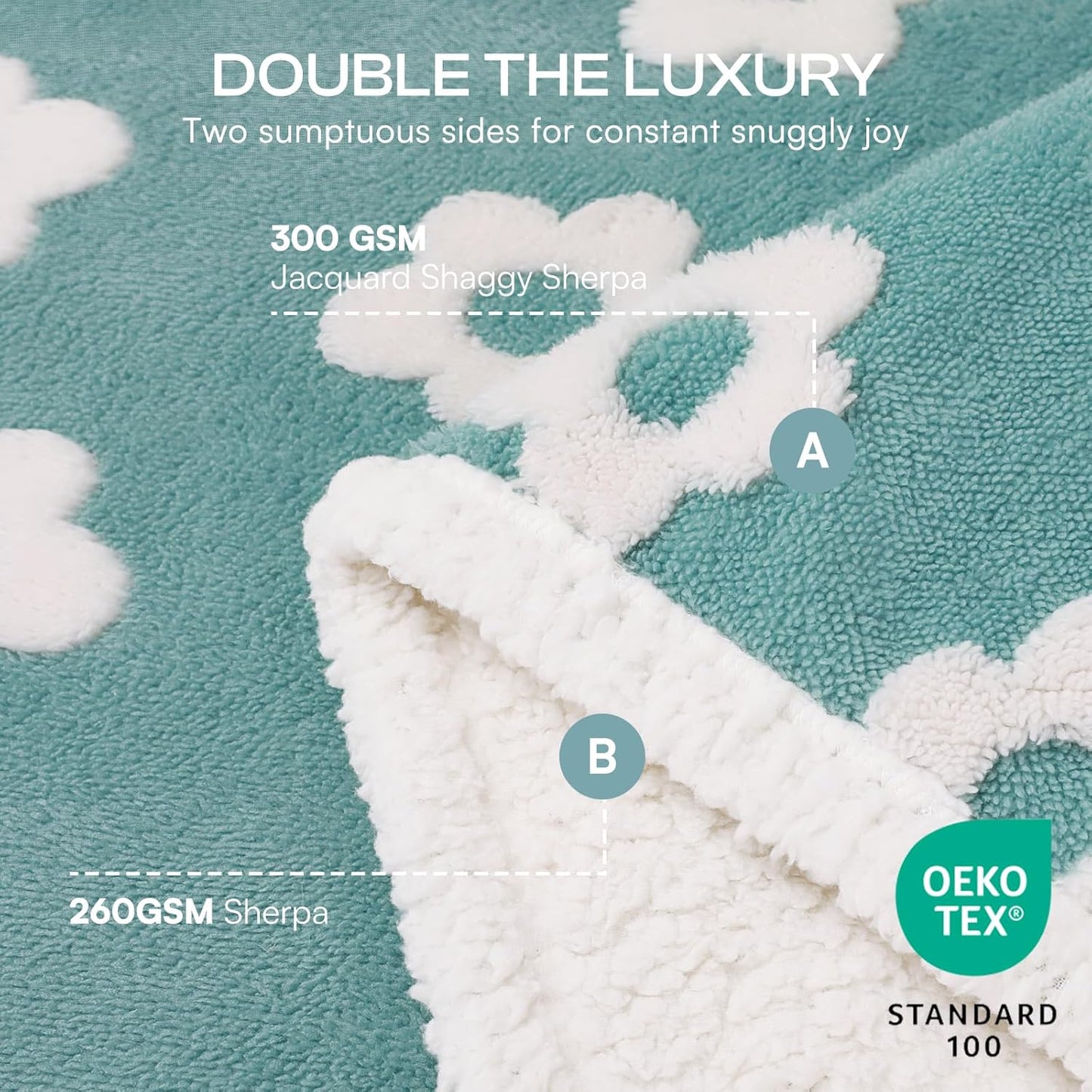 Luciphia Waterproof Pet Blanket for Medium Large Dogs Washable Fluffy Thick Jacquard Shag Fleece Warm Sherpa 3D Textured Flower Print for Cats Puppy Couch Protection (Green,40x28 inches)