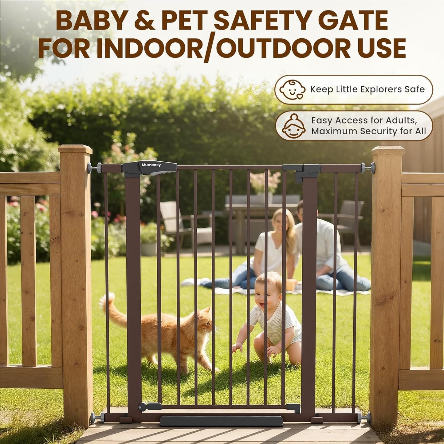 Mumeasy 36" High Extra Tall Dog Gate, 29.6"-40.5" Wide Pressure Mounted Tall Baby Gate for Dog, Auto Close Pet Gate with Door for Stairs,Doorways,House,Black