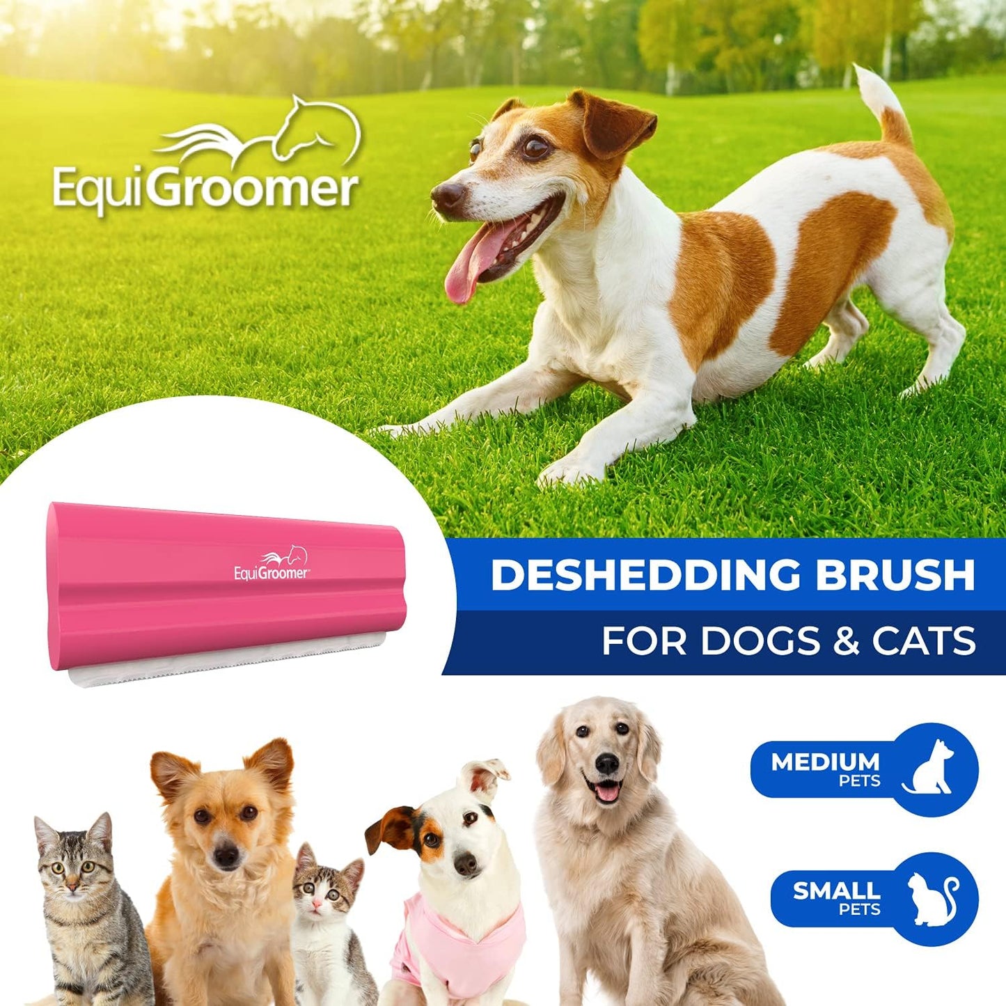 EasyGroomer Deshedding Brush for Dogs & Cats – Undercoat Grooming Tool for Short & Long Hair, Removes Loose Fur & Dirt, Reduces Shedding for Small & Large Pets, Purple