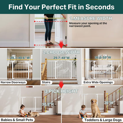Cumbor 36.6-64" Extra Wide Baby Gate for Stairs, Dog Gates for Doorways, Auto-Close Pet Gate Indoor, Pressure Mounted Walk Through Safety Child Gate for Kids Toddler, Tall Pet Puppy Fence Gate, Brown